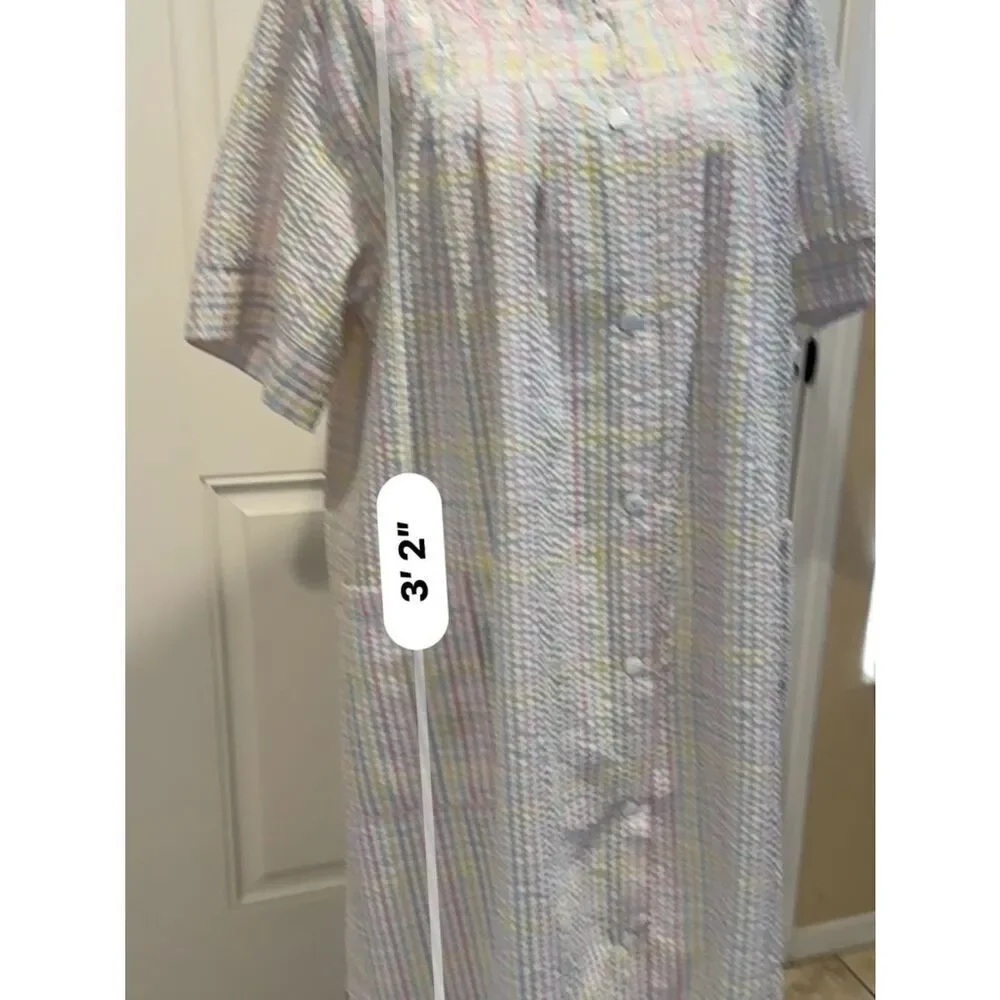 Miss Elaine seersucker snap-front robe, housecoat Sz 1X